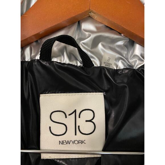 S13 Women Kylie Metallic Down Filled Coat Small Silver Gray Hooded Winter Jacket - Picture 8 of 14